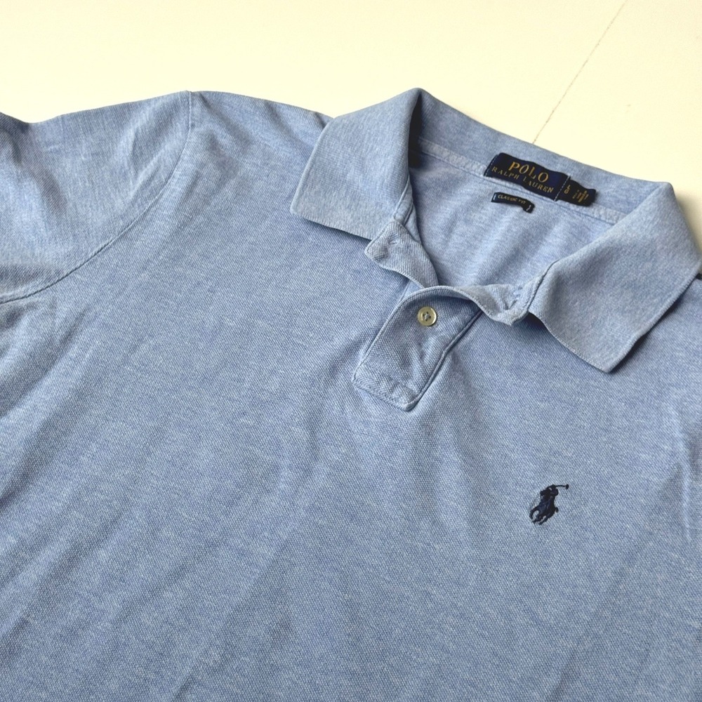 Polo Ralph Lauren Mens Classic Fit Polo Shirt Light Blue Heather Size Large LG